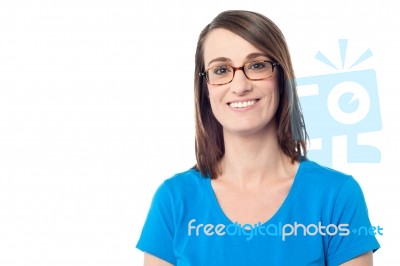 Smiling Woman Isolated Over White Stock Photo