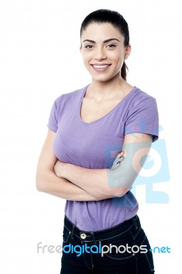 Smiling Woman Looking At Camera Stock Photo