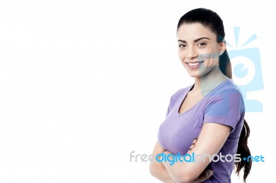 Smiling Woman Looking At Camera Stock Photo