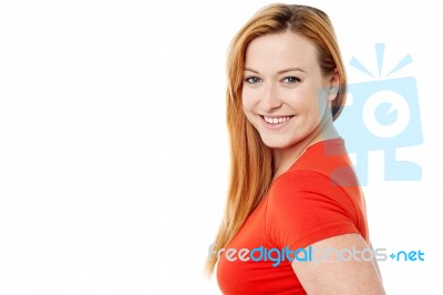 Smiling Woman Looking At Camera Stock Photo