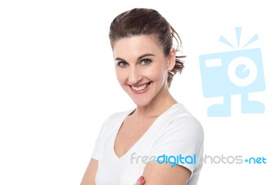 Smiling Woman Looking At Camera Stock Photo