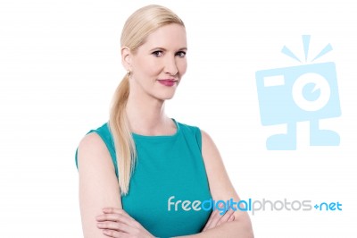 Smiling Woman Looking At Camera Stock Photo