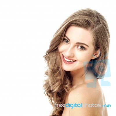 Smiling Woman With Healthy Clean Skin Stock Photo