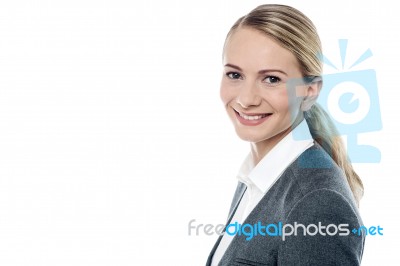 Smiling Young Business Woman Stock Photo