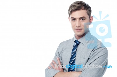 Smiling Young Corporate Man Posing Stock Photo