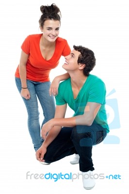 Smiling Young Couples Stock Photo