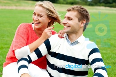 Smiling young couples in outdoors Stock Photo