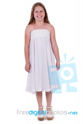 Smiling Young Girl Standing Stock Photo