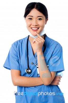 Smiling Young Lady Doctor Posing Stock Photo