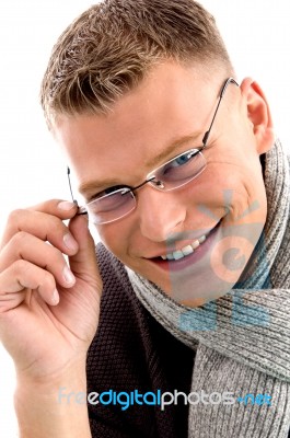 Smiling Young Male Wearing Eyewear Stock Photo