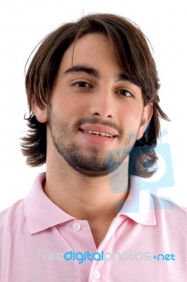 Smiling Young Man On White Stock Photo