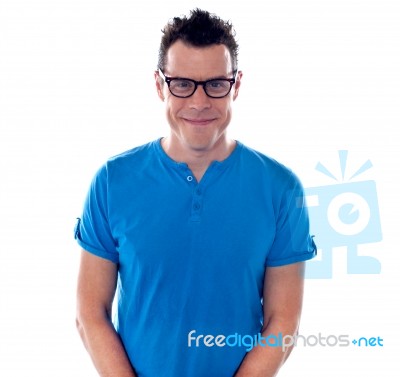 Smiling Young Man Wearing Specs Stock Photo