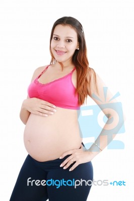 Smiling Young Pregnant Woman Stock Photo