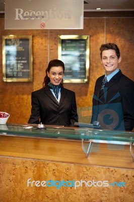 Smiling Young Receptionist Stock Photo