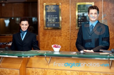 Smiling Young Receptionist Stock Photo