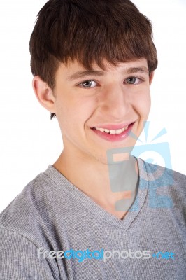 Smiling Young Teenage Boy Stock Photo