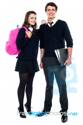 Smiling Young Teenage Students Stock Photo