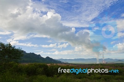 Smoke From Electric Plant Stock Photo