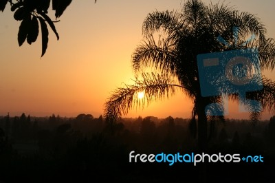 Smokey Hollywood Sunset Stock Photo