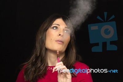 Smoking Electronic Cigarettes, Smoke Stock Photo