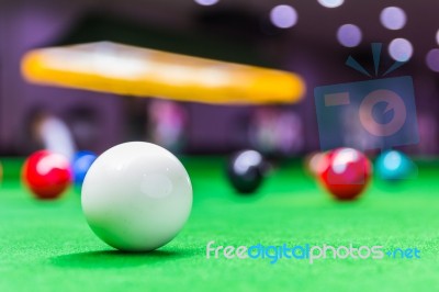 Snooker Ball On Snooker Table Stock Photo