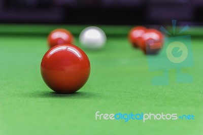 Snooker Ball On Snooker Table Stock Photo