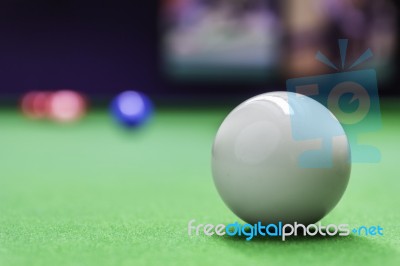 Snooker Ball On Snooker Table Stock Photo