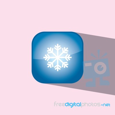 Snow Button Icon Flat   Illustration  Stock Image