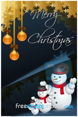 Snow Man On Christmas Background Stock Image