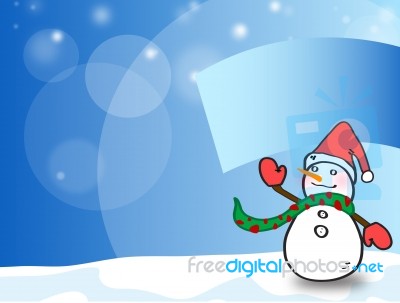 Snow Man Over Blue Background Stock Image