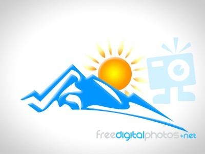 Snow Mountain Represents Sun Snowy And Sunshine Stock Image