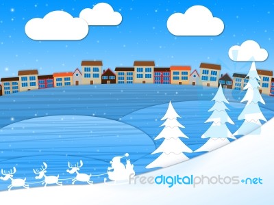 Snow Xmas Shows Christmas Greeting And Wintry Stock Image