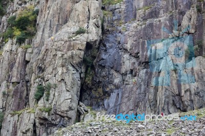 Snowdonia, Wales/uk - October 7 : Rock Climbing In Snowdonia Wal… Stock Photo