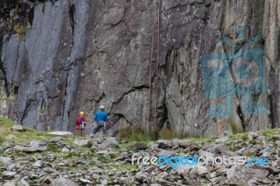 Snowdonia, Wales/uk - October 7 : Rock Climbing In Snowdonia Wal… Stock Photo