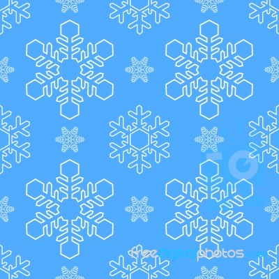 Snowflake On Blue Background Seamless Pattern Stock Image