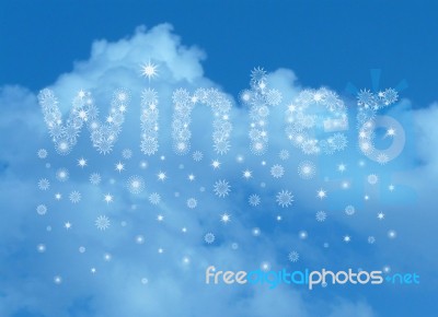 Snowflakes In Winter Title In The Sky Stock Image