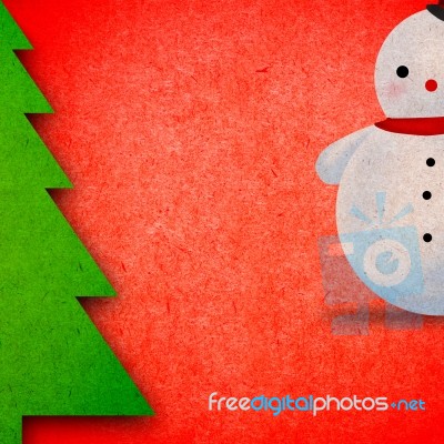 Snowman And Christmas Tree Stock Image