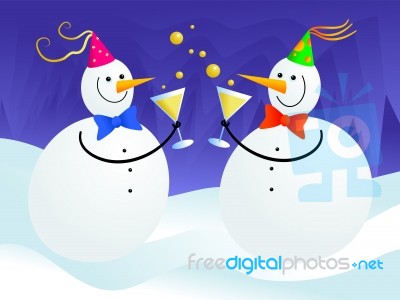 Snowman Christmas Party Stock Image