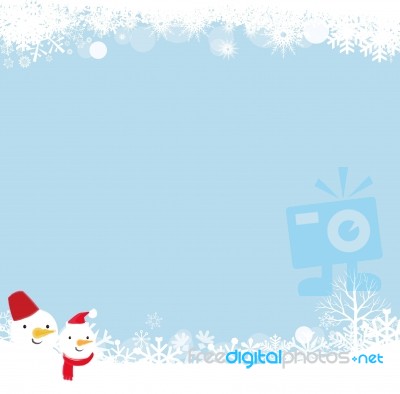 Snowman Isolated On Blue Stock Image