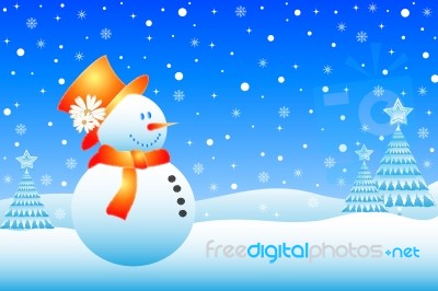 Snowman On Christmas Day Stock Image