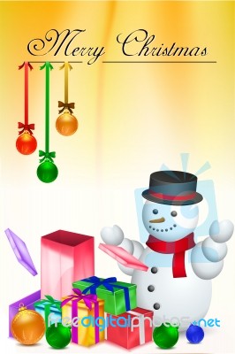 Snowman With Christmas Gifts Stock Image