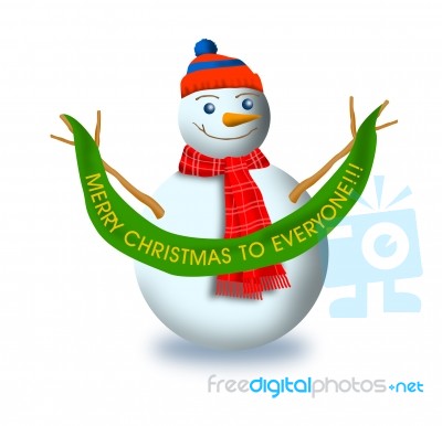 Snowman With Christmas Label Stock Image