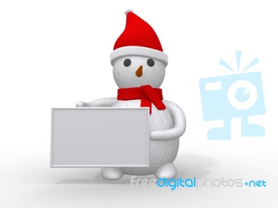 Snowman With Santa Claus Hat Stock Image