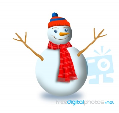 Snowman With Scarf And Beanie Stock Image