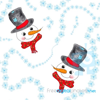 Snowmen And Snowflakes Stock Image