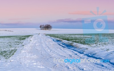 Snowy Countryside Stock Photo