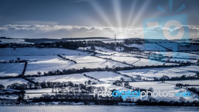 Snowy Landscape Near Gateshead, Tyne And Wear Stock Photo