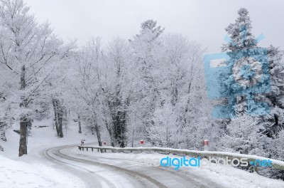 Snowy Road Stock Photo