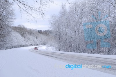 Snowy Road Stock Photo