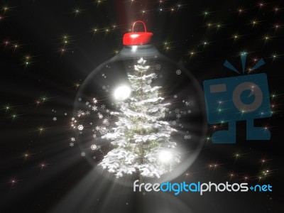 Snowy Tree In Christmas Ball Stock Image